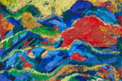 "Солнце за горами", 2011, бум./смеш. техника, 32x32