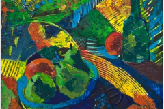 "Натюрморт с грушами", 2011, бум./смеш. техника, 32x32