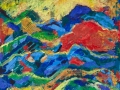 "Солнце за горами", 2011, бум./смеш. техника, 32x32
