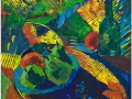 "Натюрморт с грушами", 2011, бум./смеш. техника, 32x32