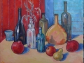 «Натюрморт с бутылками и фруктами», 2014, х/м, 40х50